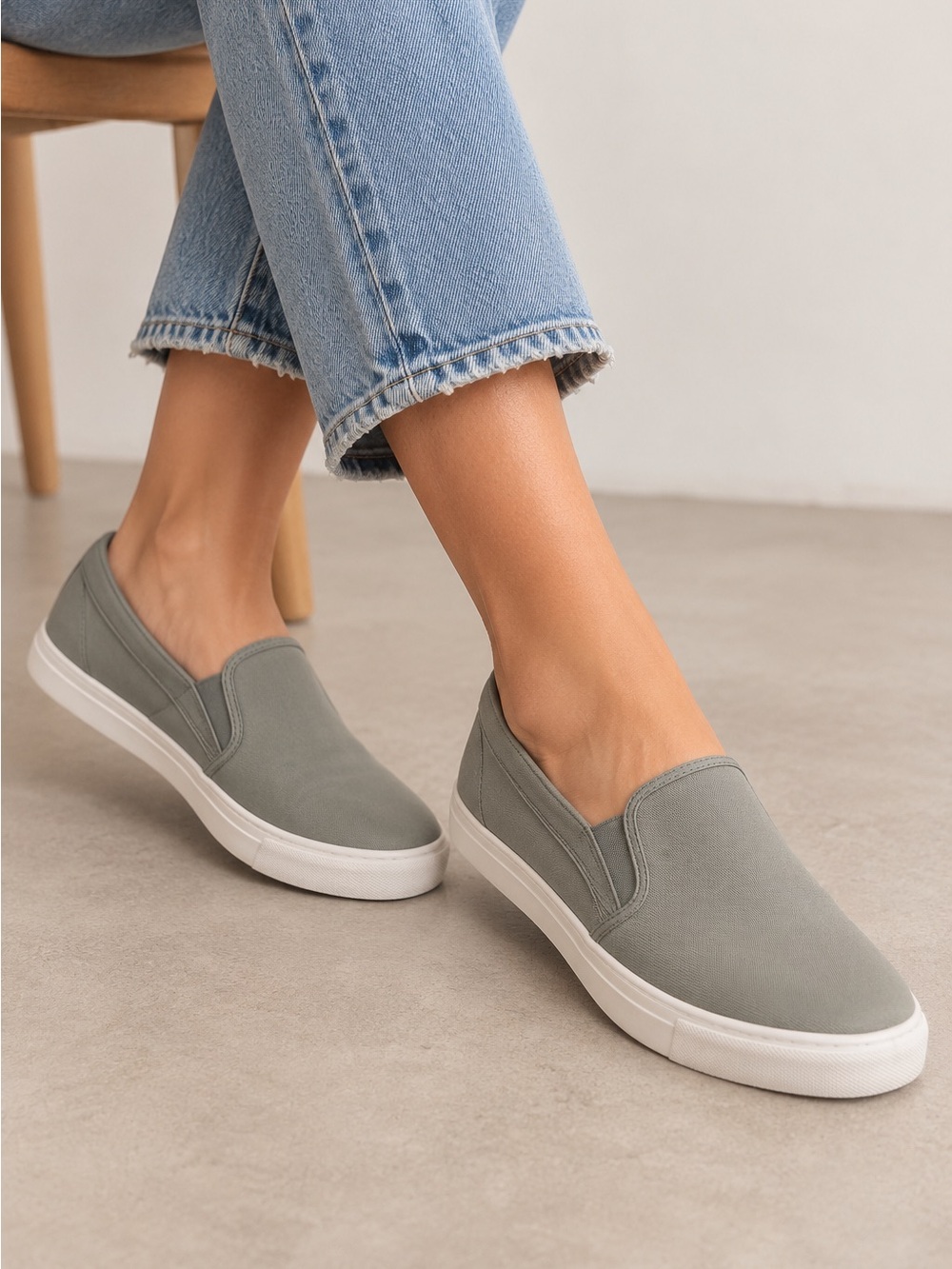 Urban Outfitters Olive Gray Slip-On Canvas Sneakers